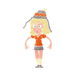 cartoon woman wearing hat