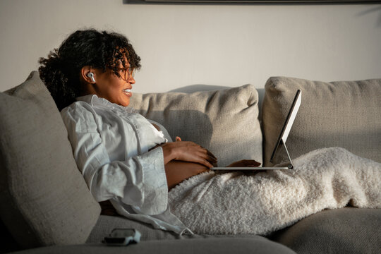 Pregnant woman on videocall