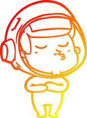 warm gradient line drawing cartoon confident astronaut