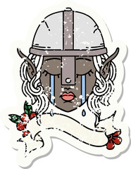 crying elf fighter character face illustration