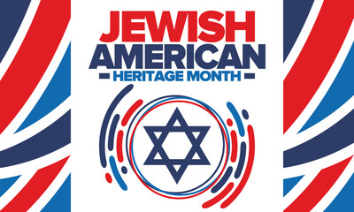 Jewish American Heritage Month. Jewish American contribution to the history United States. Celebrated annual in May. Star of David. Israel symbol. Vector poster, creative illustration