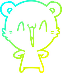 cold gradient line drawing happy bear cartoon