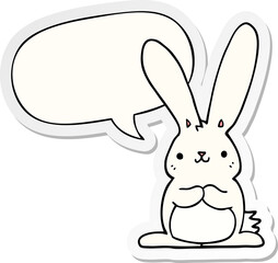 cartoon rabbit and speech bubble sticker