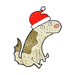 cartoon dog in christmas hat