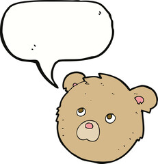 cartoon teddy bear face with speech bubble