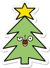Fototapeta premium sticker of a cute cartoon christmas tree