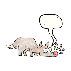 speech bubble textured cartoon dog sniffing
