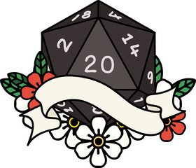 natural twenty D20 dice roll illustration