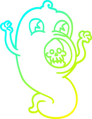 cold gradient line drawing cartoon ghost