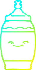 cold gradient line drawing cartoon happy water bottle