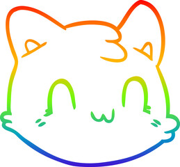 Obraz premium rainbow gradient line drawing cartoon cat face