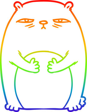 recommend clip art: rainbow gradient line drawing cartoon tired annoyed bear