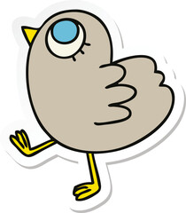 sticker of a quirky hand drawn cartoon yellow bird