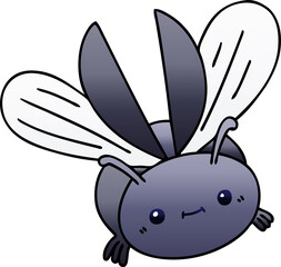 quirky gradient shaded cartoon flying beetle