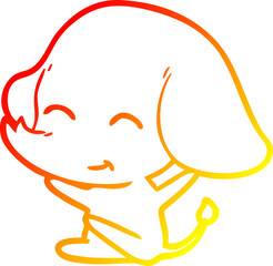 warm gradient line drawing cute cartoon elephant
