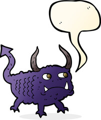 cartoon little demon with speech bubble