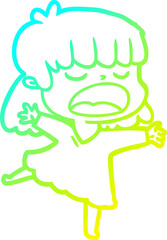 Obraz premium cold gradient line drawing cartoon woman talking loudly