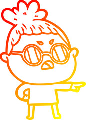 warm gradient line drawing cartoon annoyed woman