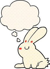 Fototapeta premium cartoon rabbit and thought bubble in comic book style