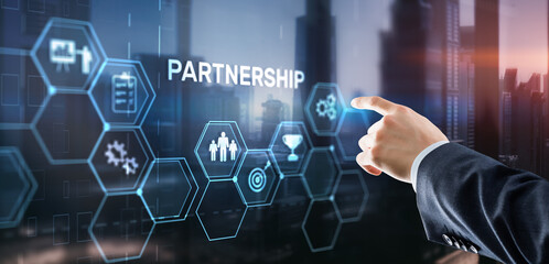 Partnership of companies. Collaboration. Business Technology Internet concept