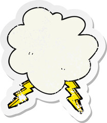 retro distressed sticker of a cartoon storm cloud