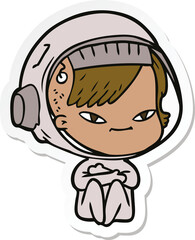 sticker of a cartoon astronaut woman