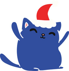 christmas cartoon of kawaii cat