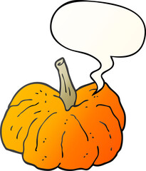 cartoon squash and speech bubble in smooth gradient style