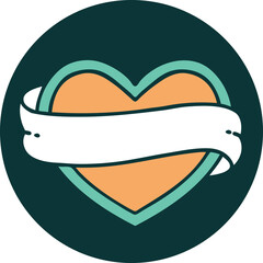 tattoo style icon of a heart and banner