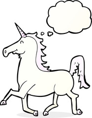 cartoon unicorn with thought bubble