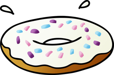 gradient cartoon doodle of an iced ring donut