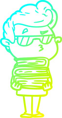 cold gradient line drawing cartoon cool guy