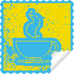 Coffee cup distressed sticker