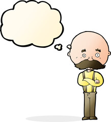 cartoon grandfather with thought bubble