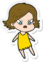 sticker of a cartoon stressed woman