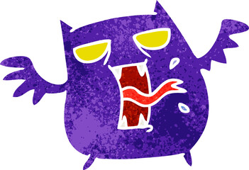retro cartoon of cute scary kawaii bat