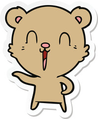 sticker of a happy cartoon bear