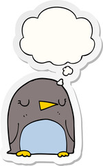 cartoon penguin and thought bubble as a printed sticker
