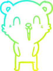 cold gradient line drawing happy cartoon bear