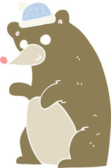flat color illustration of a cartoon bear