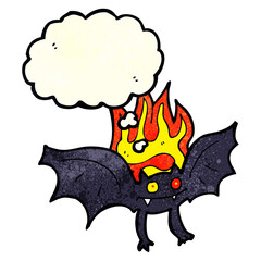 cartoon vampire bat with thought bubble
