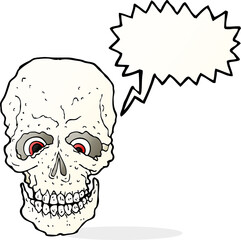cartoon spooky skull with speech bubble