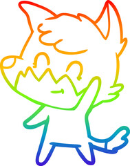 rainbow gradient line drawing cartoon friendly fox