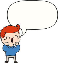 cartoon laughing boy and speech bubble