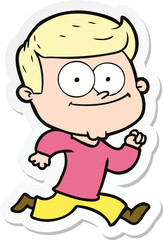 sticker of a cartoon happy man