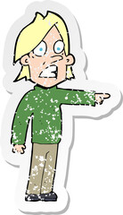 retro distressed sticker of a cartoon surprised man