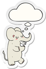 cartoon elephant and thought bubble as a printed sticker