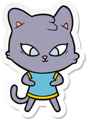 sticker of a cute cartoon cat