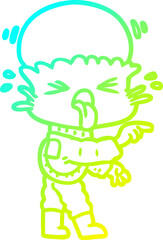 cold gradient line drawing weird cartoon alien pointing