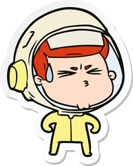 sticker of a cartoon stressed astronaut